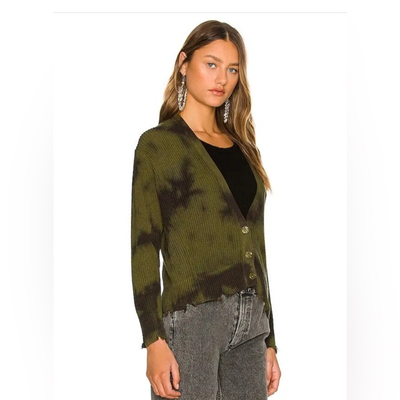 Young Fabulous and Broke green camo Tie-Dye distressed Women's Cardigan. New - Picture 2 of 11